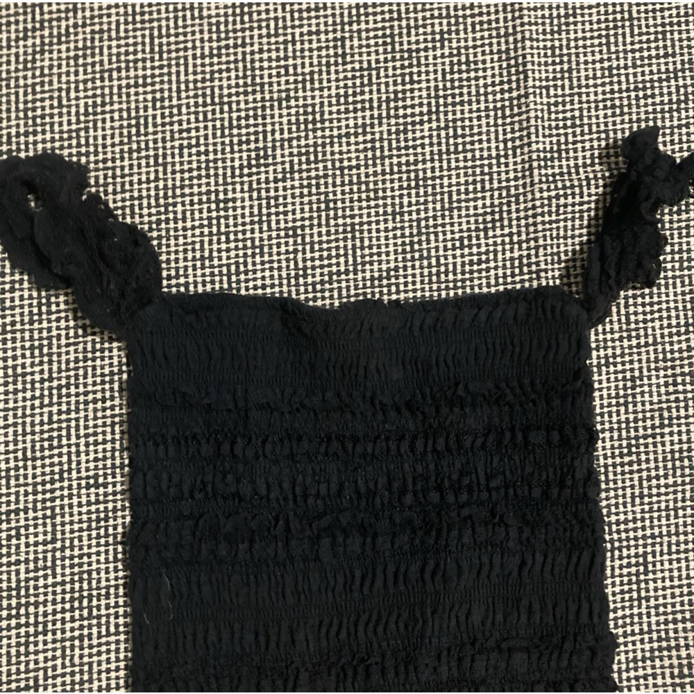 Urban Outfitters  Top Black Smocked Fabric with Ties - Picture 2 of 5